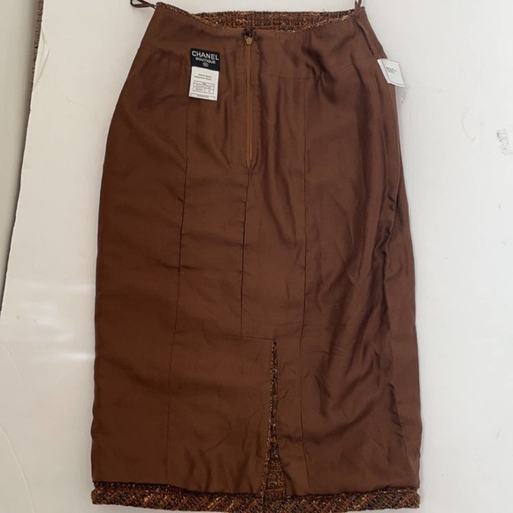 CHANEL brown wool tweed Vintage pencil skirt 34 - Picture 9 of 10